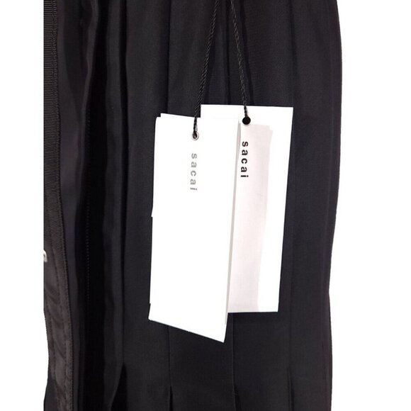 Sacai Cotton Gabardine Pleated Skirt Japan 1 US 6 Black Defect New - Picture 12 of 16